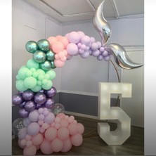 Eğlence Marketi Krom Mor Yeşil Makaron Lila Mint Yeşili Makaron Pembe Balon Zinciri 100 Adet