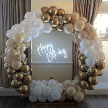 Eğlence Marketi Krom Gold Sütlü Kahve ve Beyaz Balon Zinciri 100 Adet