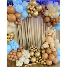 Eğlence Marketi Krom Gold Karamel Sütlü Kahve ve Makaron Mavi Balon Zinciri 100 Adet