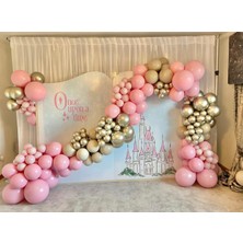 Eğlence Marketi Krom Beyaz Altın Makaron Pembe ve Deniz Kumu Balon Zinciri 100 Adet