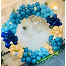 Eğlence Marketi Turkuaz Açık Mavi Gece Mavisi Ten  Rengi Balon Zinciri 100 Adet