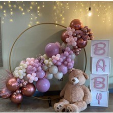 Eğlence Marketi Krom Rose Gold Toz Pembe Makaron Pembe ve Sütlü Kahve Balon Zinciri 100 Adet