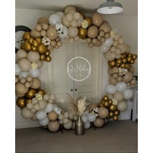 Eğlence Marketi Krom Gold Sütlü Kahve ve Beyaz Balon Zinciri 100 Adet