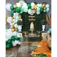 Eğlence Marketi Yeşil Beyaz Gold Zincir Balon Seti 100 Adet