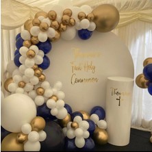 Eğlence Marketi Krom Gold Beyaz Lacivert Balon Zinciri 100 Adet