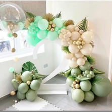 Eğlence Marketi Krom Gold Küf Yeşili Ten Rengi ve Mint Balon Zinciri 100 Adet