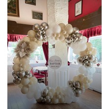 Eğlence Marketi Krom Beyaz Altın Sütlü Kahve ve Pastel Beyaz Balon Zinciri 100 Adet