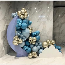 Eğlence Marketi Krom Beyaz Altın Derin Okyanus ve Fırtına Mavisi Balon Zinciri 100 Adet