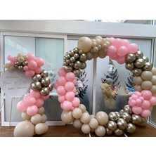 Eğlence Marketi Krom Beyaz Altın Makaron Pembe ve Deniz Kumu Balon Zinciri 100 Adet