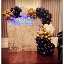 Eğlence Marketi Krom Gold Pastel Siyah ve Beyaz Balon Zinciri 100 Adet