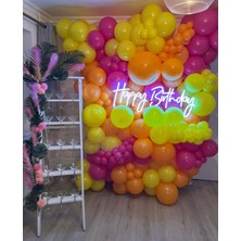 Eğlence Marketi Pastel Turuncu Sarı ve Fuşya Balon Zinciri 100 Adet