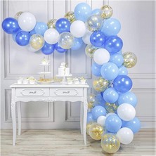 Eğlence Marketi Mavi Gold Konfetili Balon Zincir Seti