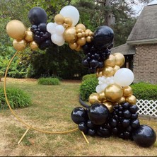 Eğlence Marketi Krom Gold Pastel Siyah Beyaz Balon Zinciri 100 Adet Lüx