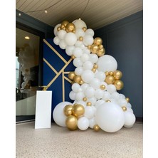 Eğlence Marketi Krom Gold Pastel Beyaz Balon Zinciri 100 Adet