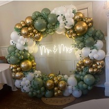 Eğlence Marketi Krom Gold Retro Adaçayı ve Beyaz Balon Zinciri 100 Adet