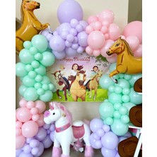 Eğlence Marketi Makaron Mint Yeşili Lila ve Pembe Balon Zinciri 100 Adet