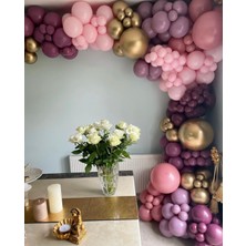 Eğlence Marketi Krom Gold Yaban Çileği Toz Pembe ve Makaron Pembe Balon Zinciri 100 Adet