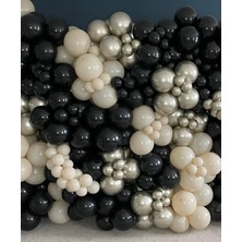 Eğlence Marketi Krom Beyaz Altın Pastel Siyah ve Deniz Kumu Balon Zinciri 100 Adet