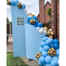 Eğlence Marketi Krom Gold Makaron Mavi ve Beyaz Balon Zinciri 100 Adet
