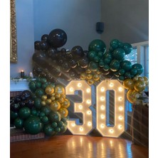 Eğlence Marketi Krom Gold Koyu Yeşil ve  Siyah Balon Zinciri 100 Adet