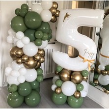 Eğlence Marketi Krom Gold Adaçayı ve Beyaz Balon Zinciri 100 Adet