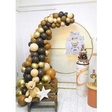Eğlence Marketi 105 Adet Karamel Kahve Çikolata Kahve Somon Krom Gold Balon Balon Zincir