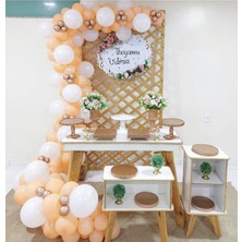 Eğlence Marketi Krom Rose Gold Pastel Somon ve Beyaz Balon Zinciri 100 Adet