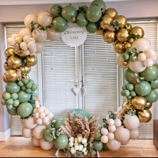 Eğlence Marketi Krom Gold Kış Yeşili ve Deniz Kumu Balon Zinciri 100 Adet