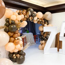 Eğlence Marketi Pastel Kahverengi Karamel ve Somon Balon Zinciri 100 Adet
