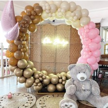 Eğlence Marketi Krom Gold Makaron Pembe Deniz Kumu ve Karamel Balon Zinciri 100 Adet