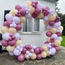 Eğlence Marketi Pastel Balon Zinciri Yaban Mersini Sütlü Kahve ve Lila 100 Adet