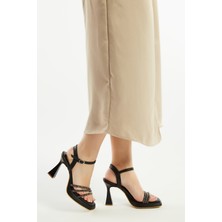 Tamer Tanca Kadın Derı Topuklu Sandalet 889 4010 Bn Sndlt Y23