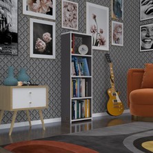 Kenzlife kitaplık süper ga 120*40*19 gri 4 katlı tek bölme ofis mutfak banyo dolabı arkalıksız