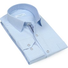 Fitmens Klasik Uzun Kol Keten Cotton Hediye Kutulu Erkek Gömlek - Açık Mavi