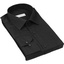 Fitmens Klasik Uzun Kol Terry Cotton Hediye Kutulu Erkek Gömlek - Siyah