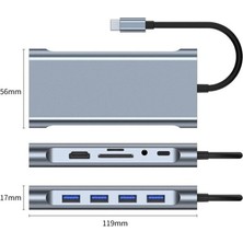 Aksesuarcı Macbook Pro Air Type-C Çevirici Dönüştürücü Çoklayıcı Pd Şarj Hdmı Sd Network VGA Girişli 11 In 1