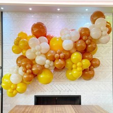 Eğlence Marketi Pastel Karamel Zerdeçal ve Beyaz Balon Zinciri 100 Adet