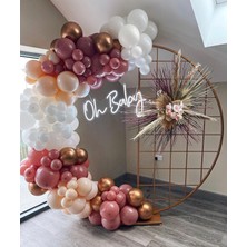 Eğlence Marketi Krom Bronz Toz Pembe Beyaz ve Somon Balon Zinciri 100 Adet