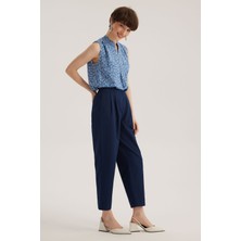 Stella Pulvis Mavi Yüksek Bel Pileli Pantolon