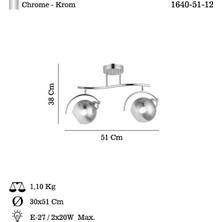 Lucea Isoldı 2'li Krom Plafonyer 2XE27