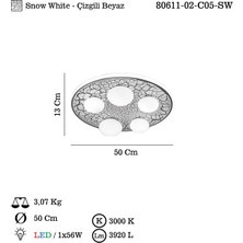 Lucea Lımaze 5'li Ledlı Plafonyer 500 mm Kademelı 56W