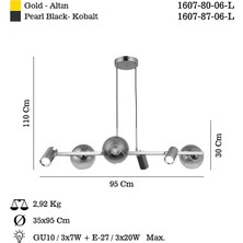 Lucea Tıerra 3+3 Altın Sıralı Avize 3XGU10+3XE27