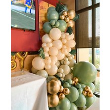 Eğlence Marketi Krom Gold Küf Yeşili Sütlü Kahve ve Deniz Kumu Balon Zinciri 100 Adet