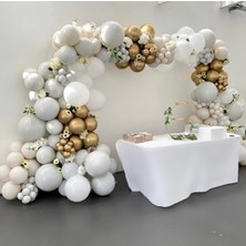 Eğlence Marketi Krom Gold Duman ve Beyaz Balon Zinciri 100 Adet