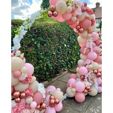 Eğlence Marketi Krom Pembe Makaron Pembe ve Sütlü Kahve Balon Zinciri 100 Adet