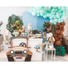 Eğlence Marketi Pastel Koyu Yeşil Mint Yeşili ve Karamel Balon Zinciri 100 Adet