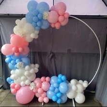 Eğlence Marketi Makaron Pembe Mavi Beyaz Balon Zinciri 100 Adet