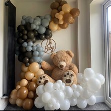 Eğlence Marketi Çikolata Kahve Karamel Ten Rengi Gri ve Beyaz Balon Zinciri 100 Adet