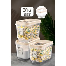 Meleni Home 3'lü Mega Boy 10 Lt Kayar Kapaklı Deterjan Saklama Kabı Kaliteli Malzeme ile Ergonomik Kullanım