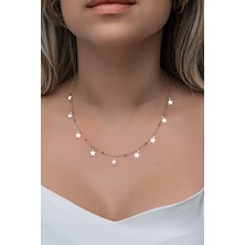 Nereze 925 Ayar Gümüş Rodyumlu Minik Toplu Yıldızlı Şans Kolye